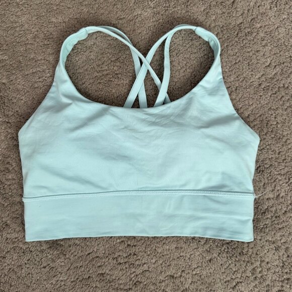 Lululemon Energy Sports Bra Size 6 Light Blue Cross Strap - Picture 1 of 7